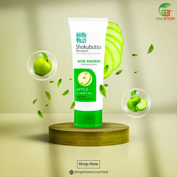 Shokubutsu Acne Solution Apple & Green Tea Face Wash (100ml)